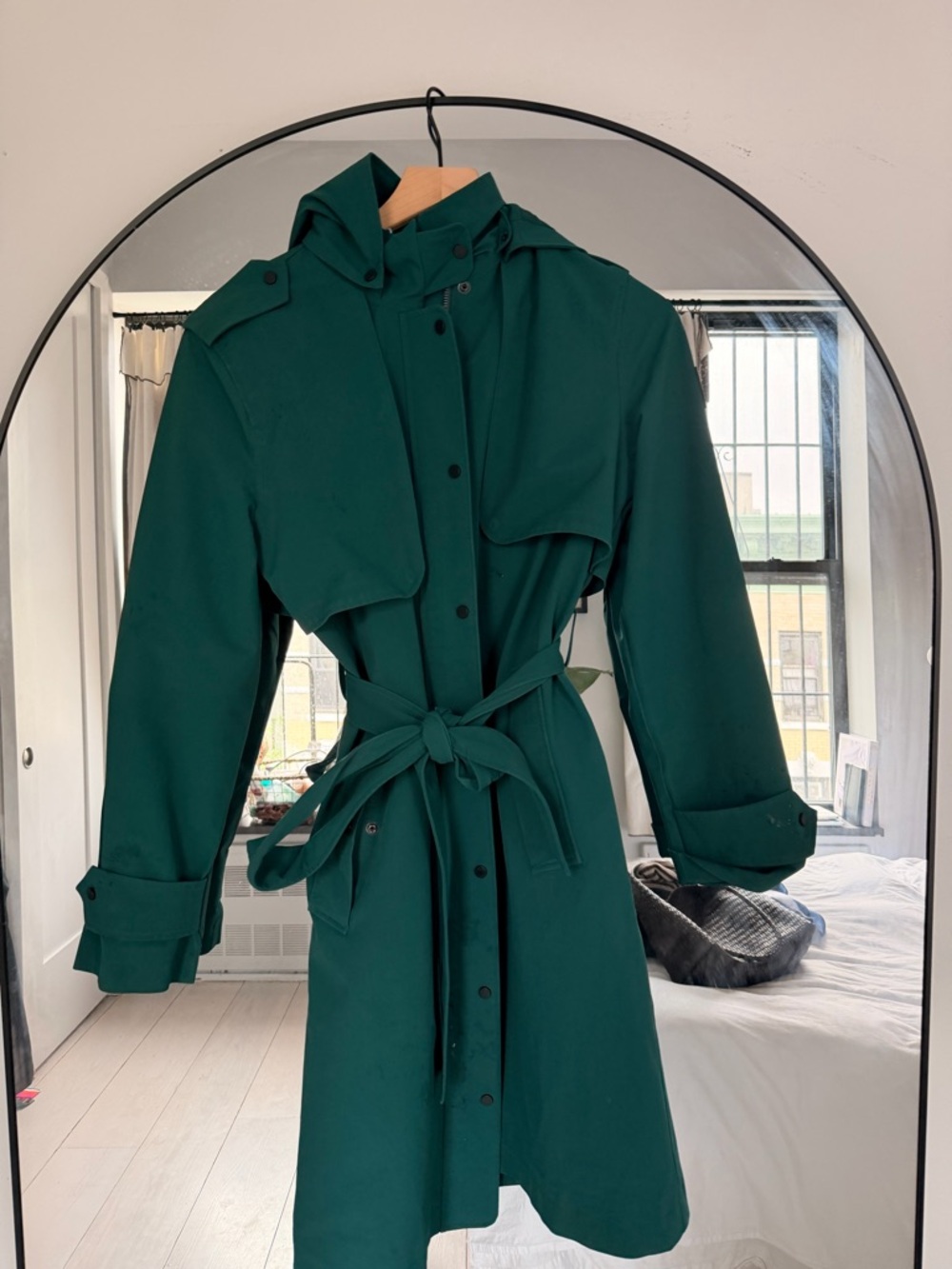Aigle Dark Teal Green Trench Coat with Belt